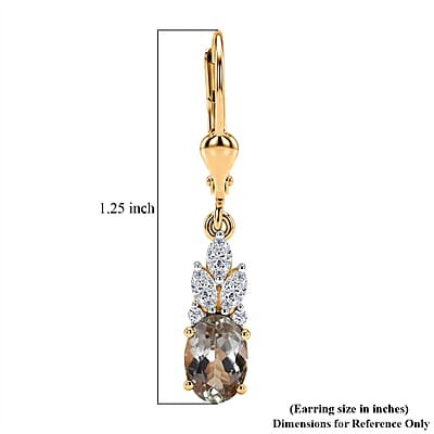 Certified & Appraised D'Joy Premium Turkizite,  Moissanite 2.40 ctw Earrings in 18K Vermeil Yellow Gold Over Sterling Silver