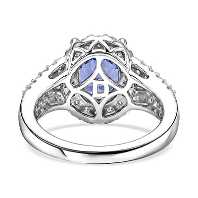 Certified & Appraised  D'Joy Premium Catalina Iolite and Moissanite 2.35 ctw Ring in Rhodium Over Sterling Silver (Size  6.0)
