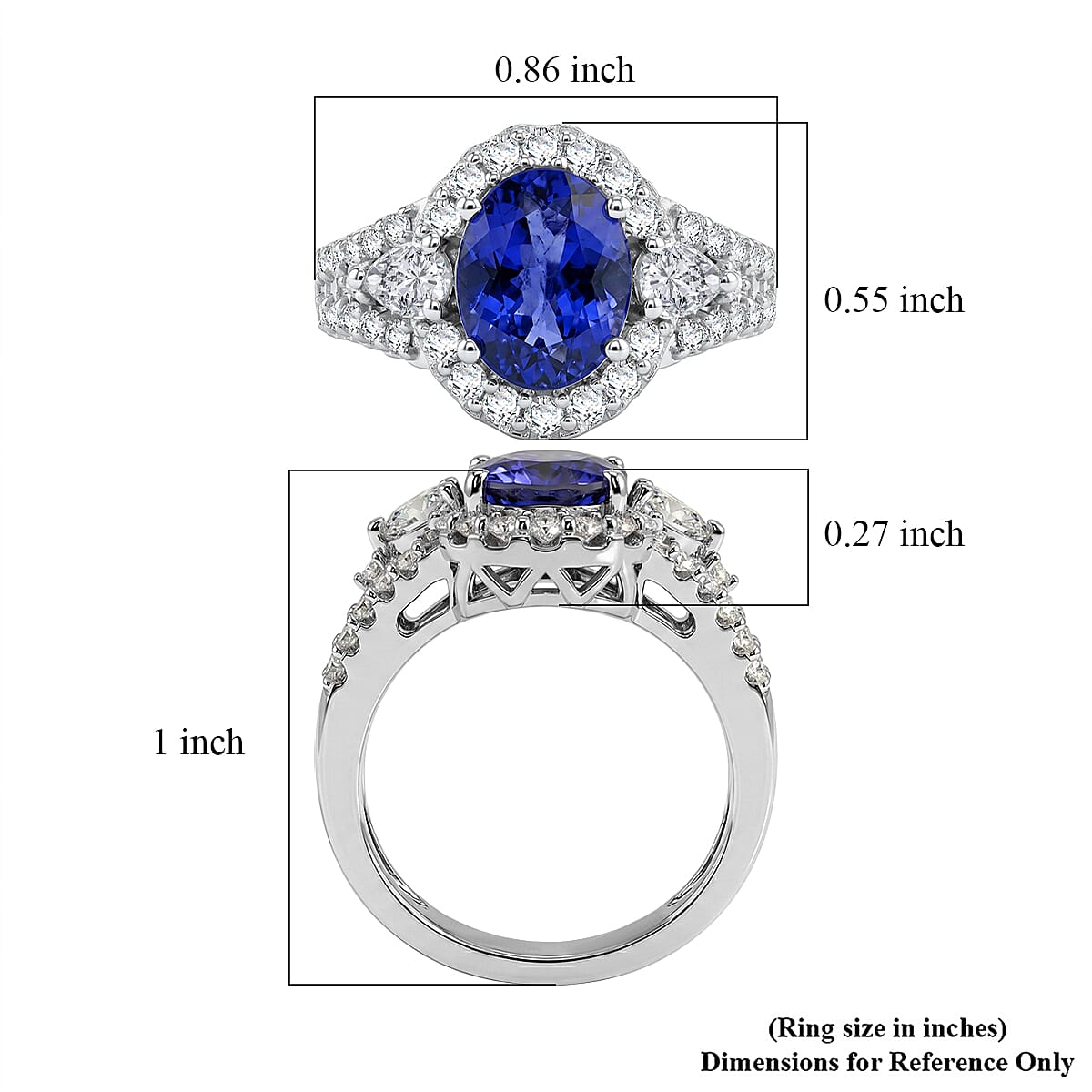 Certified & Appraised  D'Joy Premium Catalina Iolite and Moissanite 2.35 ctw Ring in Rhodium Over Sterling Silver (Size  6.0)