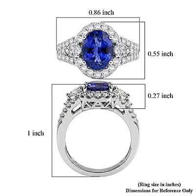 Certified & Appraised  D'Joy Premium Catalina Iolite and Moissanite 2.35 ctw Ring in Rhodium Over Sterling Silver (Size  6.0)