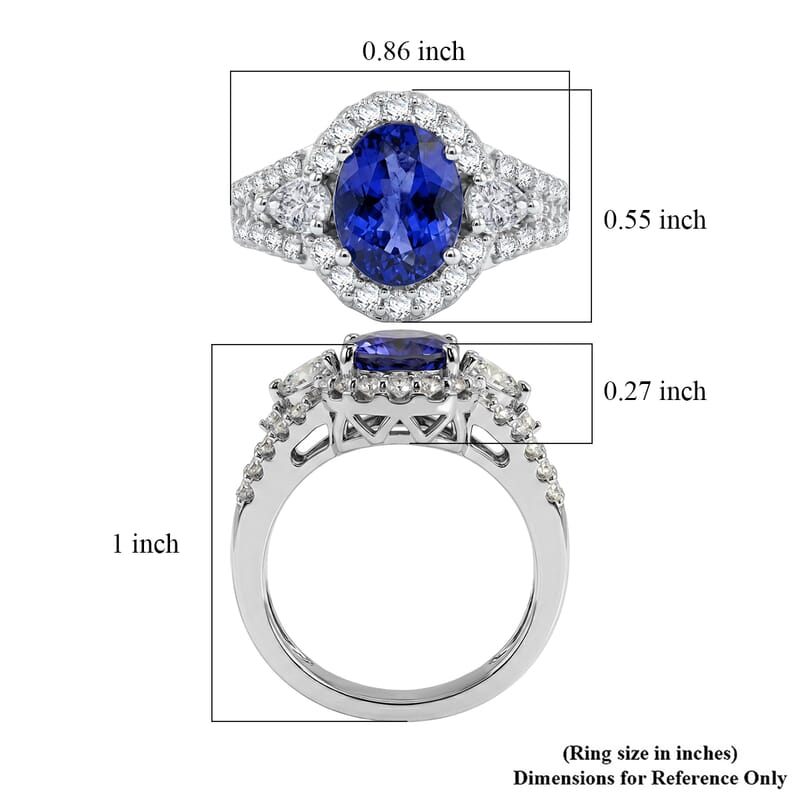 D'Joy Premium Catalina Iolite and Moissanite 2.35 ctw Ring in Rhodium Over Sterling Silver (Size 6.0)