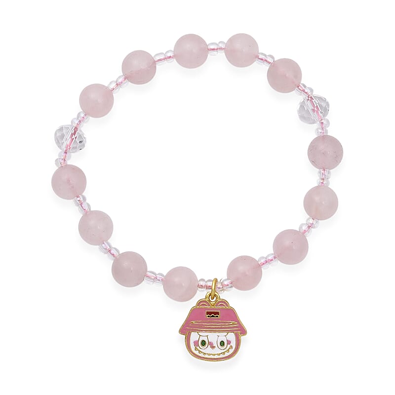Rose Quartz and White Crystal Quartz 60.00 ctw Bracelet in Goldtone (6-6.5In)