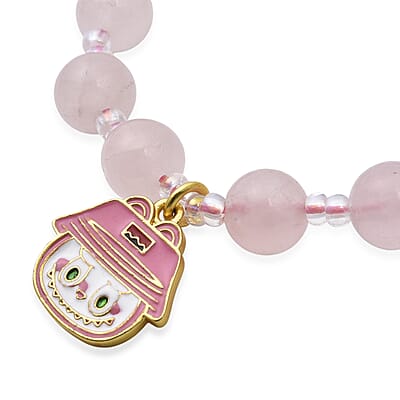 Rose Quartz and White Crystal Quartz 60.00 ctw Bracelet in Goldtone (6-6.5In)
