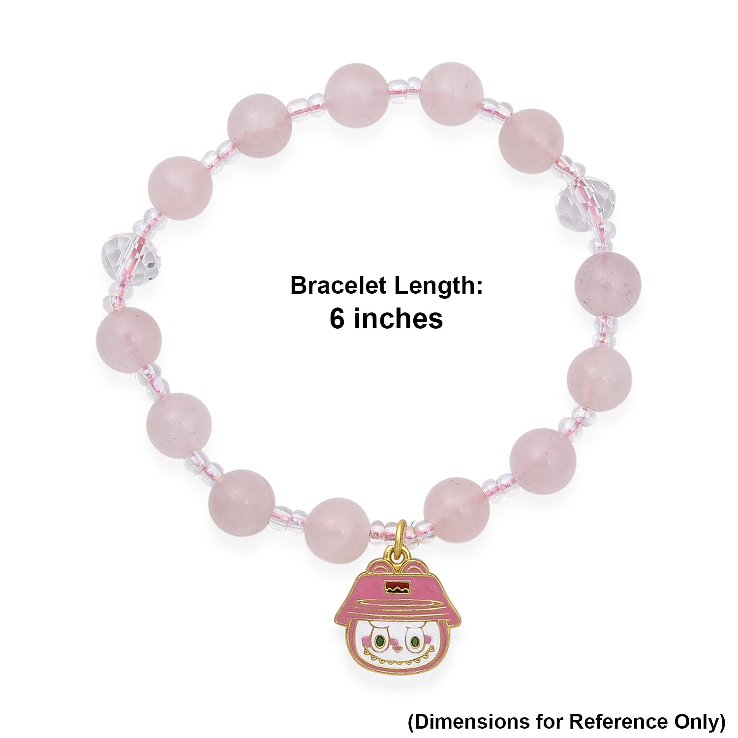 Rose Quartz and White Crystal Quartz 60.00 ctw Bracelet in Goldtone (6-6.5In)