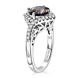 D'Joy Premium Catalina Iolite and Moissanite 1.85 ctw Ring in Rhodium Over Sterling Silver (Size 10.0)
