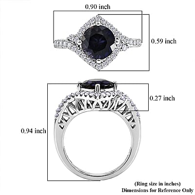 D'Joy Premium Catalina Iolite and Moissanite 1.85 ctw Ring in Rhodium Over Sterling Silver (Size 6.0)