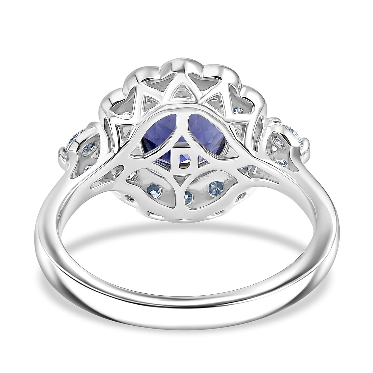 D'Joy Premium Catalina Iolite and Moissanite 1.60 ctw Ring in Rhodium Over Sterling Silver (Size  6.0)