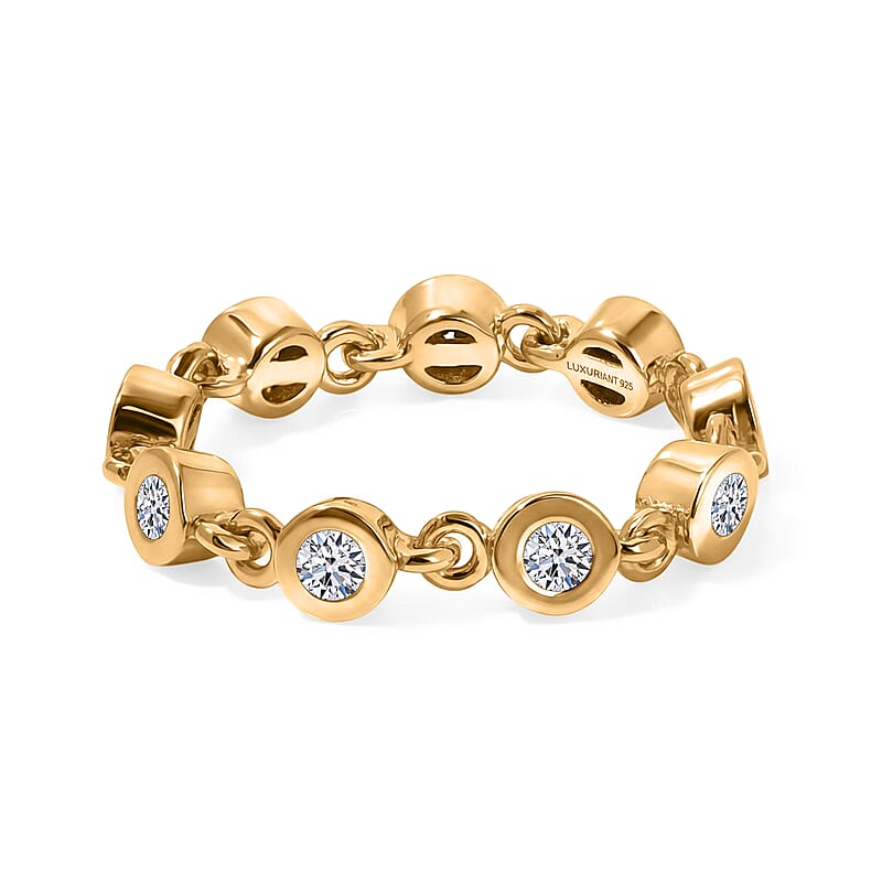 Luxuriant Lab Grown Diamond G-H SI 0.60 ctw Ring in 18K Vermeil Yellow Gold Over Sterling Silver (Size 5.0)