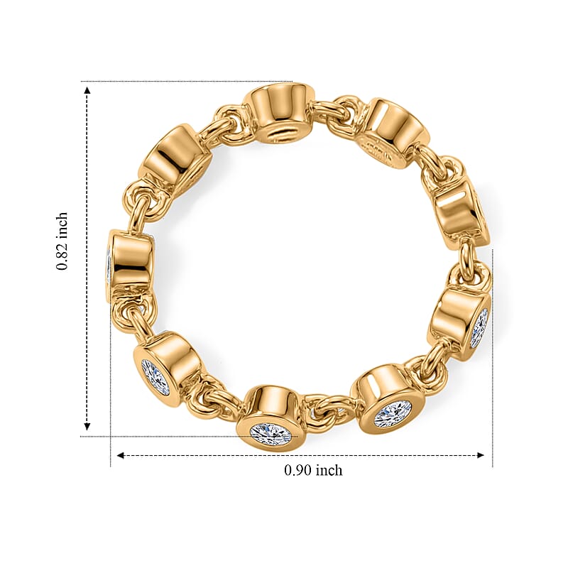 Luxuriant Lab Grown Diamond G-H SI 0.60 ctw Ring in 18K Vermeil Yellow Gold Over Sterling Silver (Size 5.0)