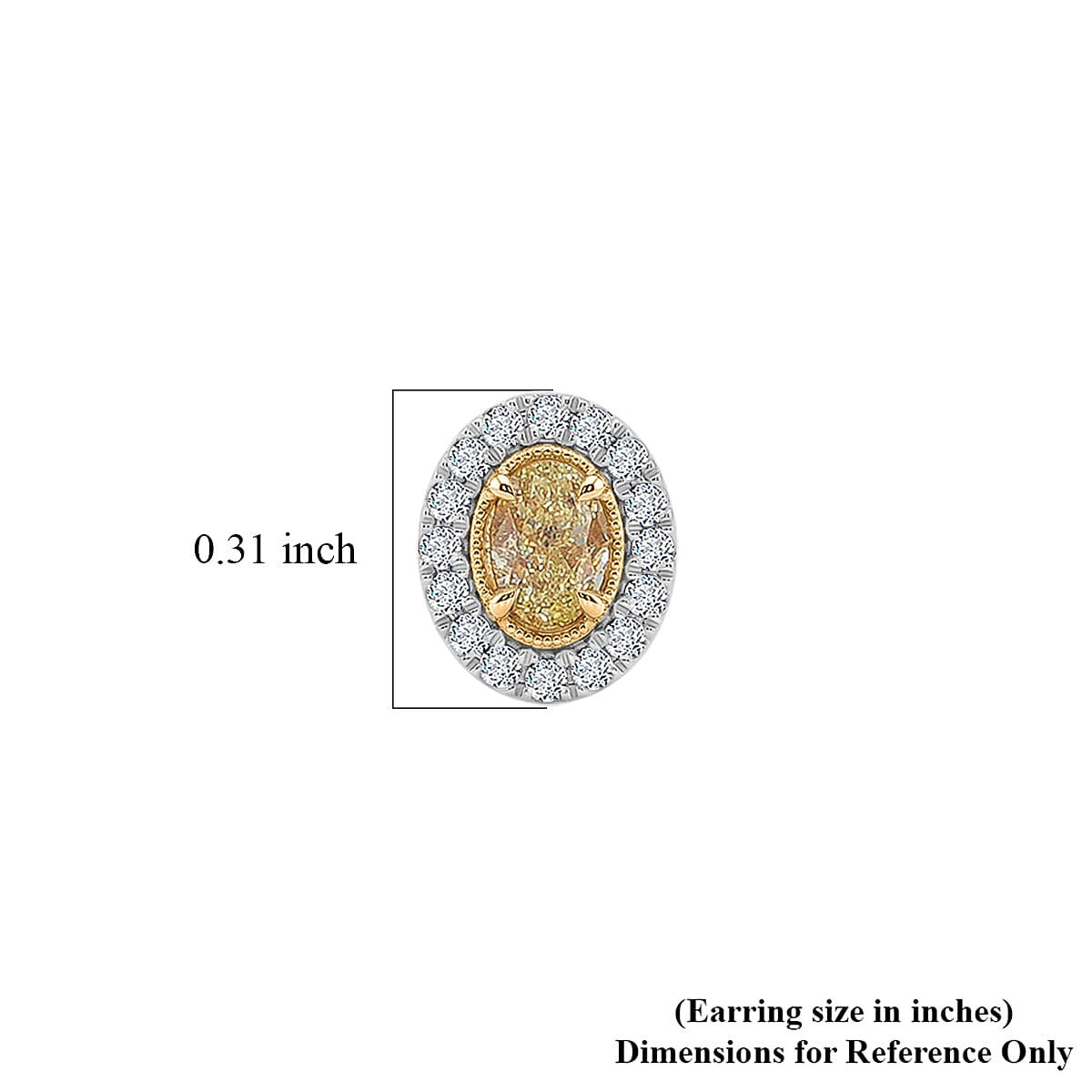 Modani Natural Yellow and White Diamond (VS2) 0.88 ctw Earrings in 950 Platinum and 18K Yellow Gold