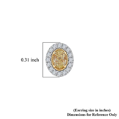 Modani Natural Yellow and White Diamond (VS2) 0.88 ctw Earrings in 950 Platinum and 18K Yellow Gold