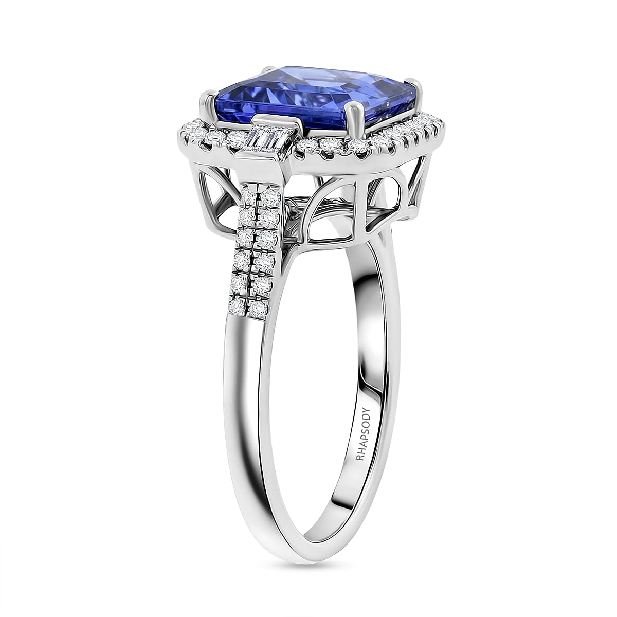 Certified & Appraised Rhapsody AAAA Tanzanite and E-F VS Diamond 4.00 ctw Ring in 950 Platinum (Size 10.0) 6.50 Grams image number 3