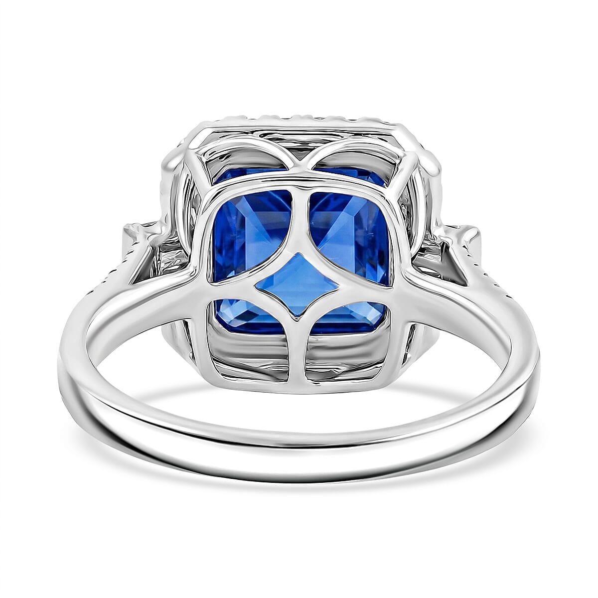 Certified & Appraised Rhapsody AAAA Tanzanite and E-F VS Diamond 4.00 ctw Ring in 950 Platinum (Size 10.0) 6.50 Grams image number 4