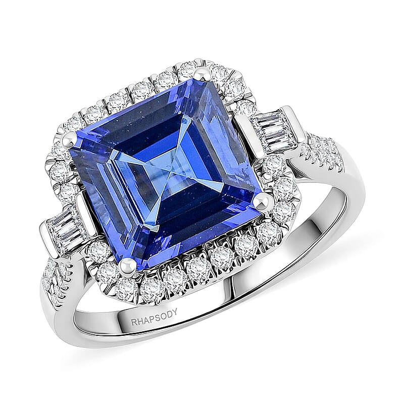 Certified & Appraised Rhapsody AAAA Tanzanite and E-F VS Diamond 4.00 ctw Ring in 950 Platinum (Size 5.0) 6.50 Grams