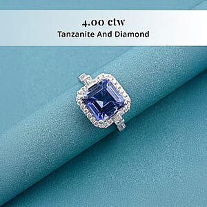 Certified & Appraised Rhapsody AAAA Tanzanite and E-F VS Diamond 4.00 ctw Ring in 950 Platinum (Size 6.0) 6.50 Grams