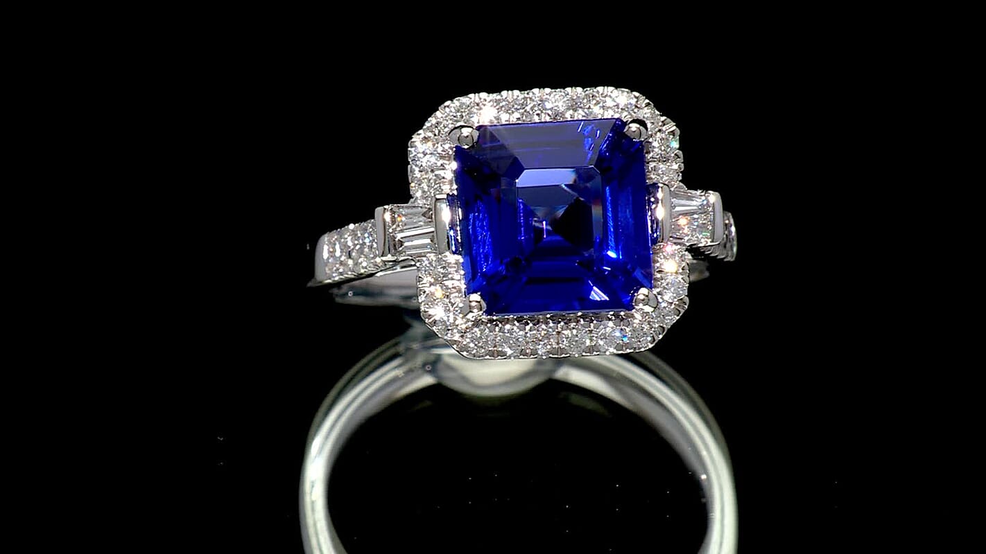 Certified & Appraised Rhapsody AAAA Tanzanite and E-F VS Diamond 4.00 ctw Ring in 950 Platinum 6.50 Grams