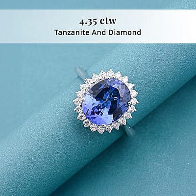 Gem Hunter Certified & Appraised Rhapsody AAAA Tanzanite and E-F VS Diamond 4.35 ctw Ring in 950 Platinum (Size 6.0) 5.30 Grams