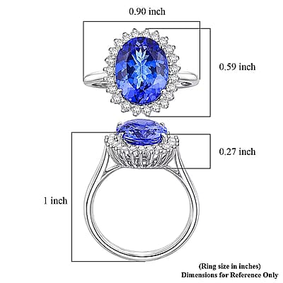 Gem Hunter Certified & Appraised Rhapsody AAAA Tanzanite and E-F VS Diamond 4.35 ctw Ring in 950 Platinum (Size 6.0) 5.30 Grams
