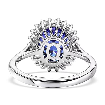 Gem Hunter Certified & Appraised Rhapsody AAAA Tanzanite and E-F VS Diamond 4.35 ctw Ring in 950 Platinum (Size 6.0) 5.30 Grams