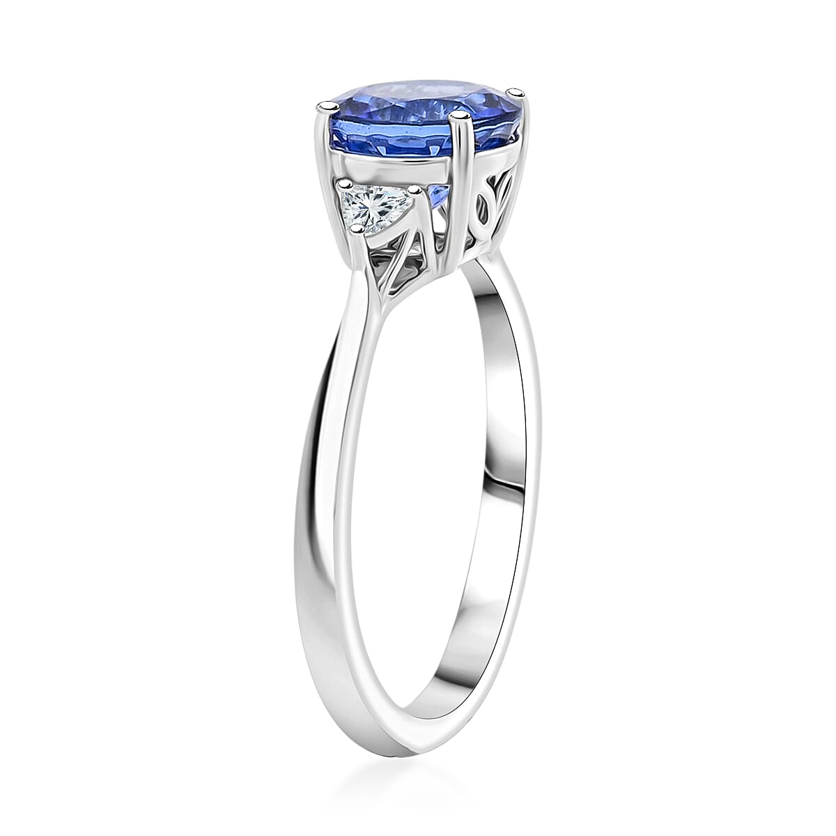 Certified & Appraised Rhapsody AAAA Tanzanite and E-F VS Diamond 2.30 ctw Ring in 950 Platinum (Size 6.0) 4.29 Grams image number 3