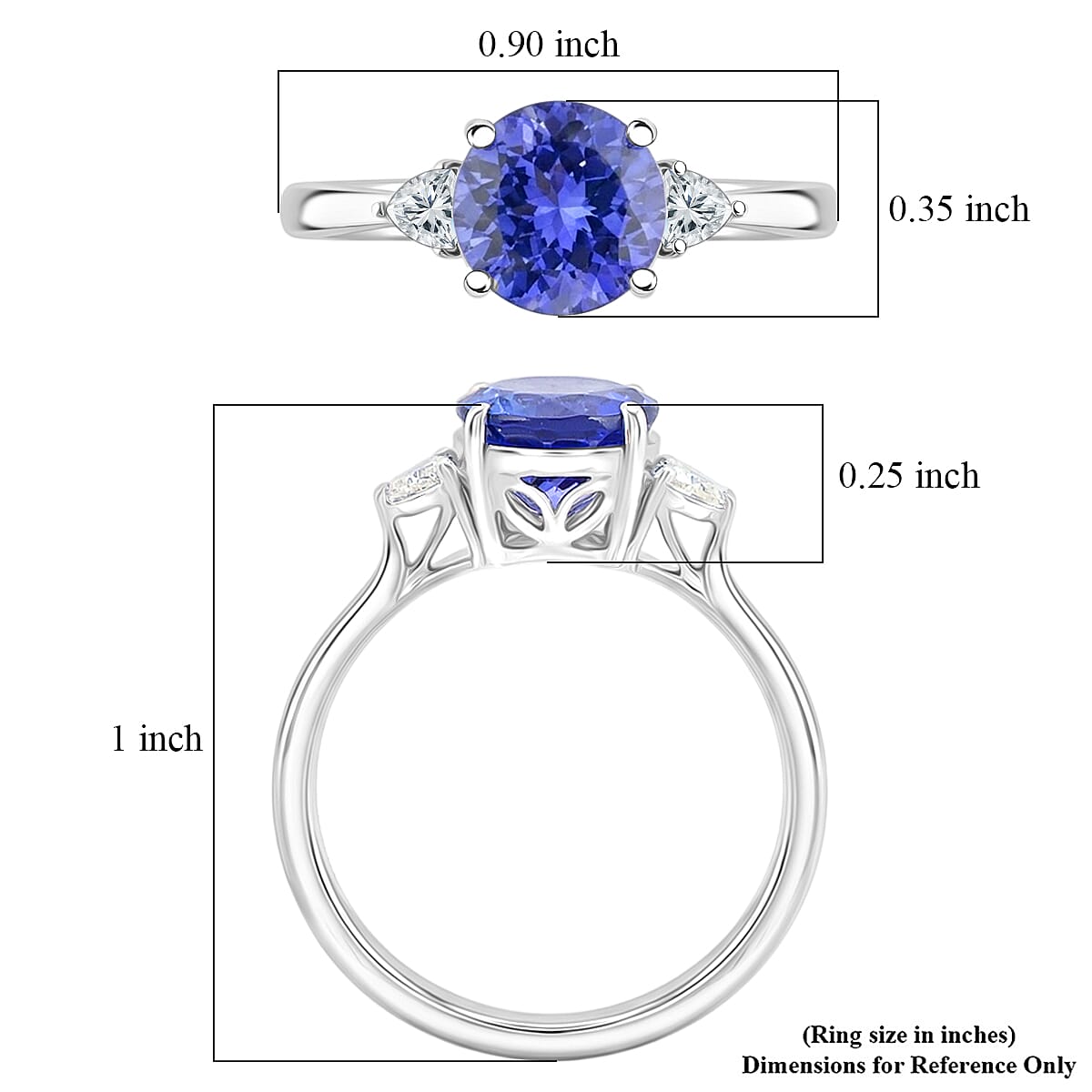 Certified & Appraised Rhapsody AAAA Tanzanite and E-F VS Diamond 2.30 ctw Ring in 950 Platinum (Size 10.0) 4.29 Grams image number 5