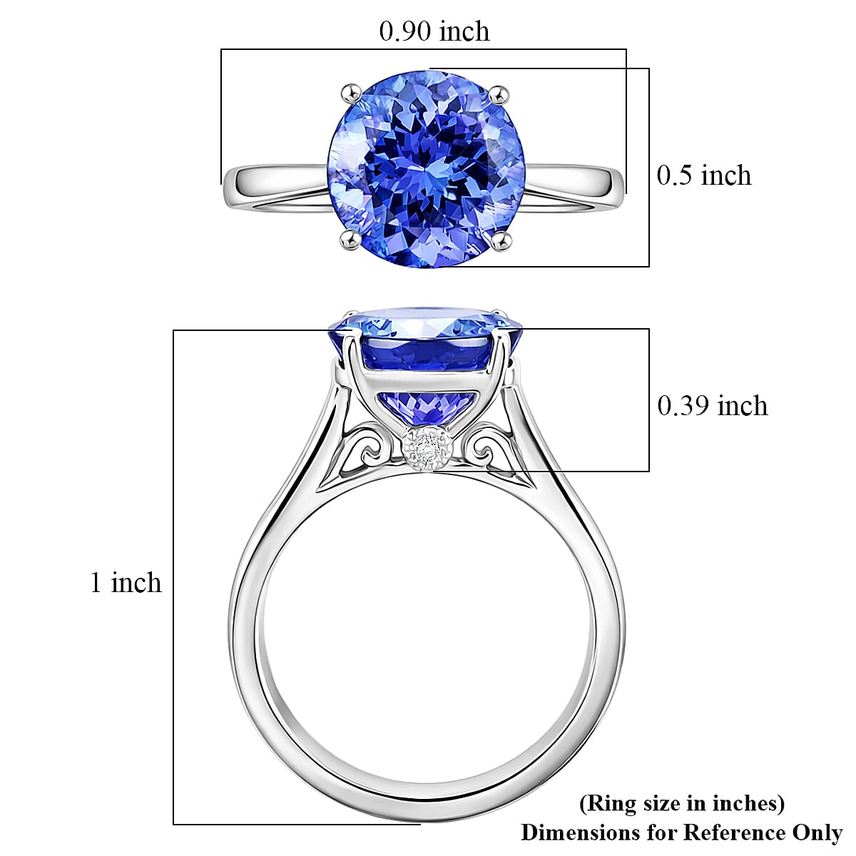 Certified & Appraised Rhapsody AAAA Tanzanite and Diamond E-F VS 4.35 ctw Ring in 950 Platinum (Size 6.0) 5.35 Grams