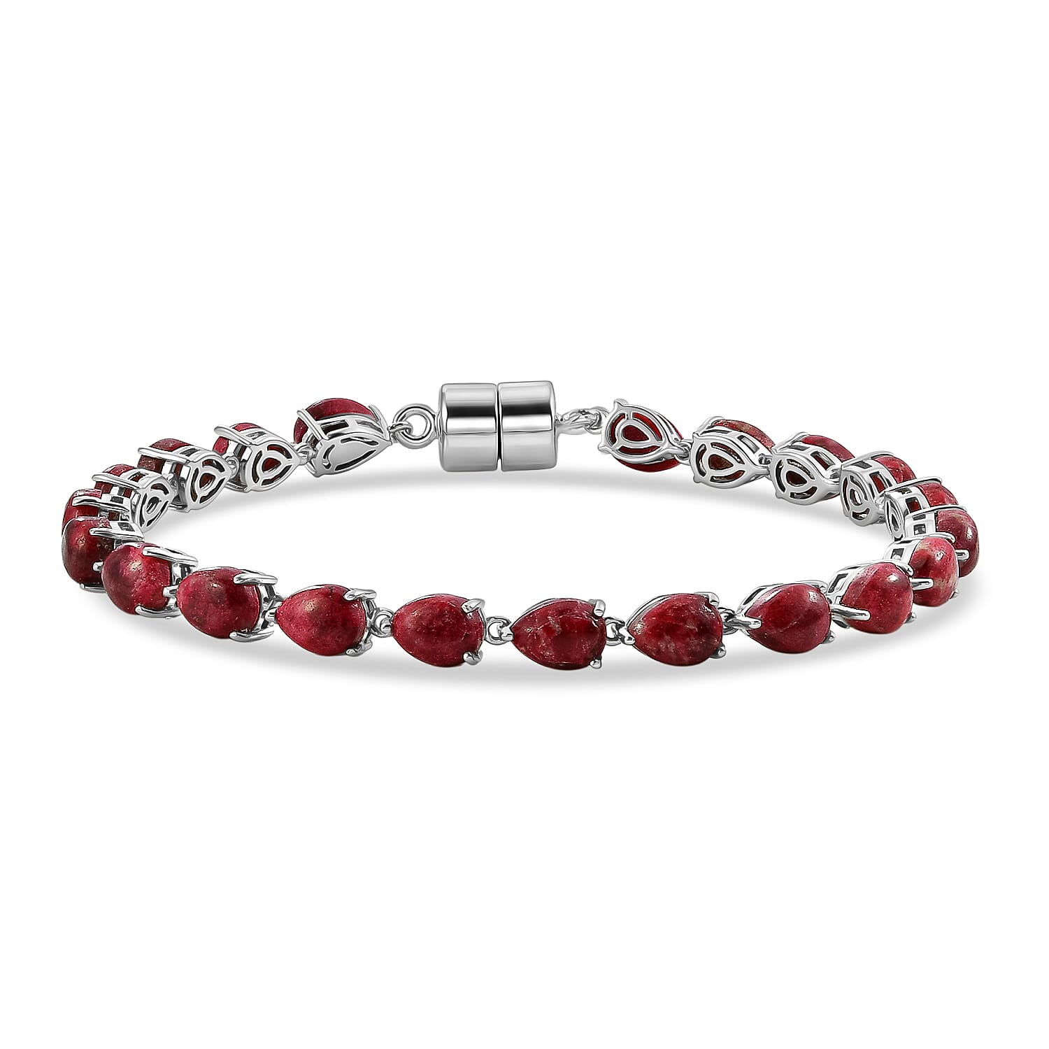 EverTrue Norwegian Thulite 23.70 ctw Blush Line Bracelet in Platinum Bond (8.00 In)