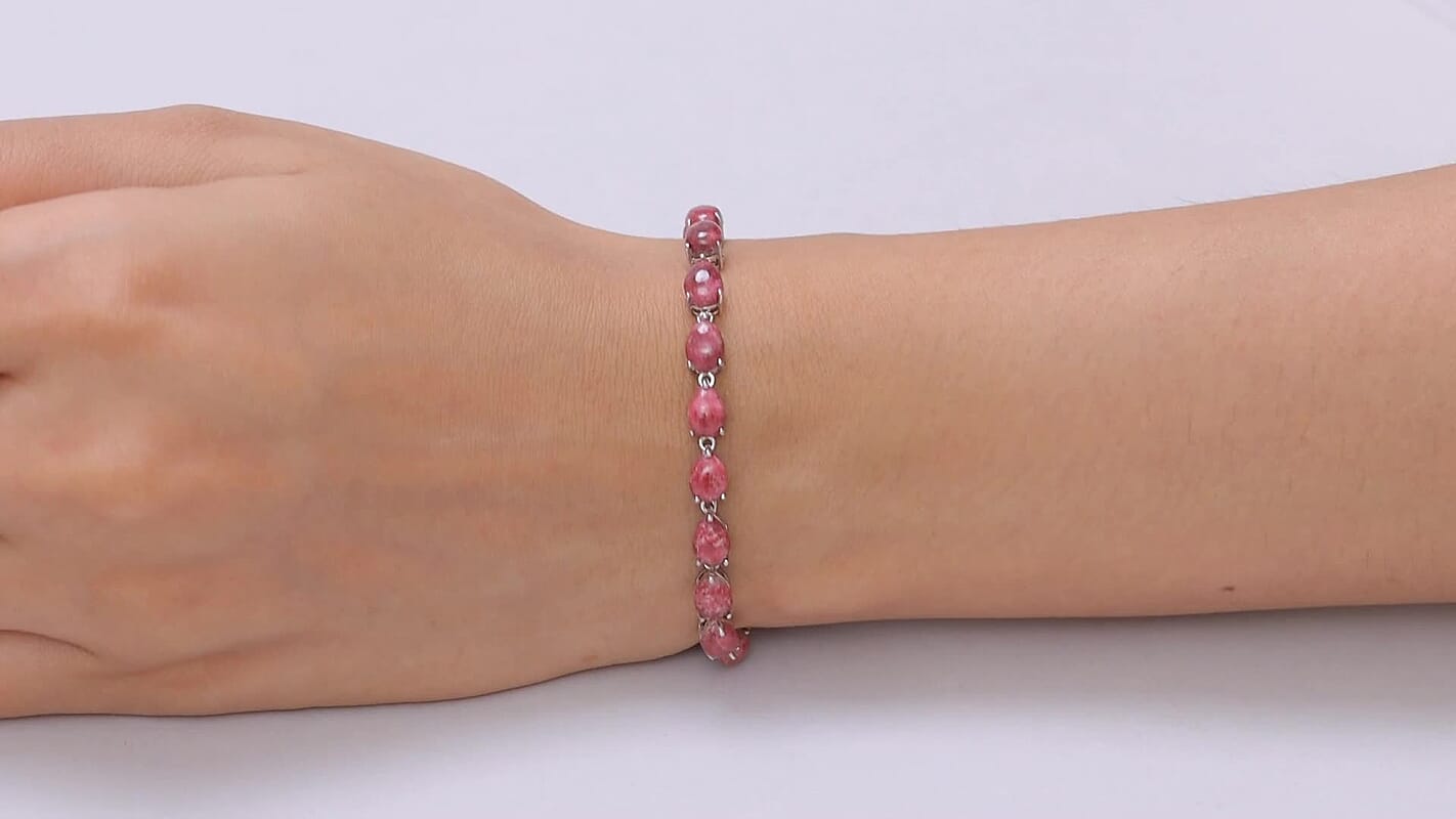 EverTrue Norwegian Thulite 23.70 ctw Blush Line Bracelet in Platinum Bond (8.00 In)