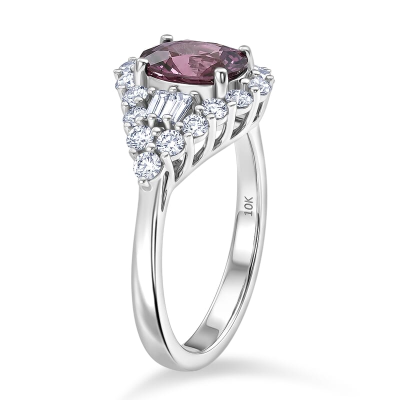 Certified & Appraised AAA Narsipatnam Purple Spinel and Luxuriant Lab Grown Diamond G-H SI 2.20 ctw Ring in 10K White Gold (Size 10.0)