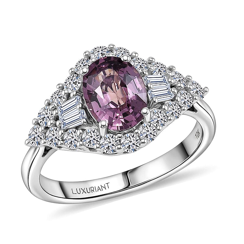Certified & Appraised AAA Narsipatnam Purple Spinel and Luxuriant Lab Grown Diamond G-H SI 2.20 ctw Ring in 10K White Gold (Size 6.0)