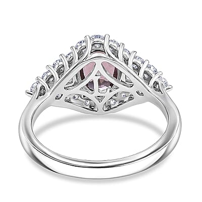 Certified & Appraised AAA Narsipatnam Purple Spinel and Luxuriant Lab Grown Diamond G-H SI 2.20 ctw Ring in 10K White Gold (Size 6.0)