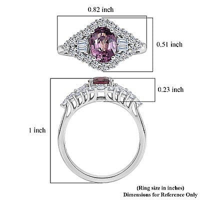 Certified & Appraised AAA Narsipatnam Purple Spinel and Luxuriant Lab Grown Diamond G-H SI 2.20 ctw Ring in 10K White Gold (Size 6.0)