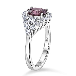 Certified & Appraised AAA Narsipatnam Purple Spinel and Luxuriant Lab Grown Diamond G-H SI 2.20 ctw Ring in 10K White Gold