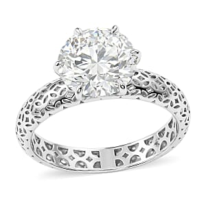 Mirage Collection Moissanite 2.00 ctw Ring in Rhodium Over Sterling Silver (Size 10.0)