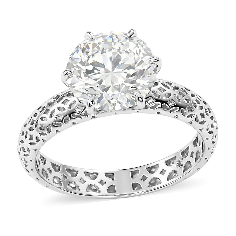 Mirage Collection Moissanite 2.00 ctw Ring in Rhodium Over Sterling Silver (Size 10.0)