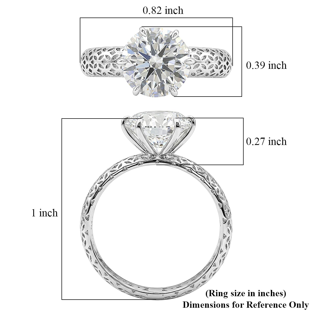 Mirage Collection Moissanite 2.00 ctw Ring in Rhodium Over Sterling Silver (Size 10.0)