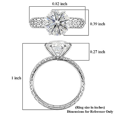 Mirage Collection Moissanite 2.00 ctw Ring in Rhodium Over Sterling Silver (Size 10.0)