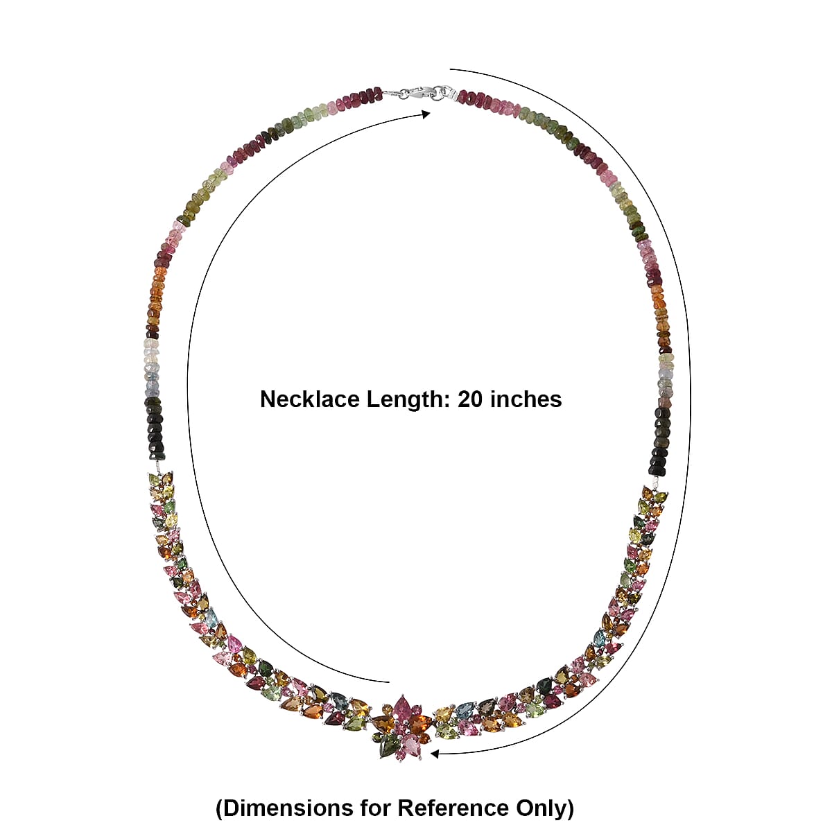 D'Joy Multi-Tourmaline 58.20 ctw Blooming Radiance Necklace in Rhodium Over Sterling Silver (20 Inches) image number 4