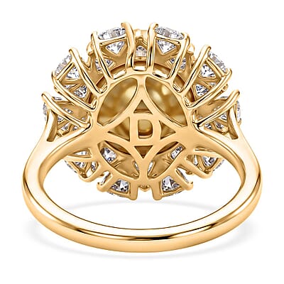 D'Joy Premium Golden South Sea Pearl and Moissanite 1.75 ctw Ring in 18K Vermeil Yellow Gold Over Sterling Silver (Size 6.0)