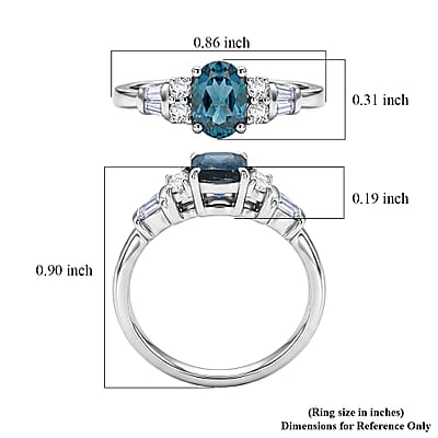 Ankur's Treasure Chest D'Joy London Blue Topaz and Moissanite 1.20 ctw Ocean Majesty Ring in Platinum Over Sterling Silver (Size 5.0)