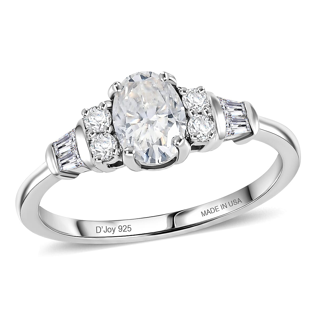D'Joy Moissanite 1.10 ctw Ocean Majesty Ring in Platinum Over Sterling Silver (Size 5.0) (Ships in 8-10 Days)