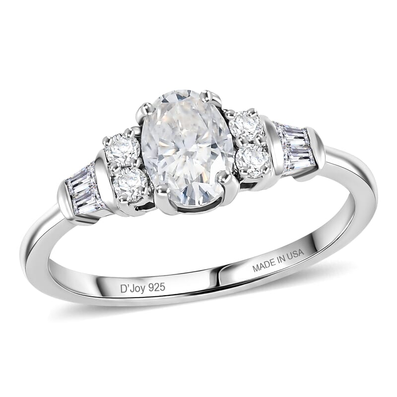 D'Joy Moissanite 1.10 ctw Ocean Majesty Ring in Platinum Over Sterling Silver (Size 5.0)