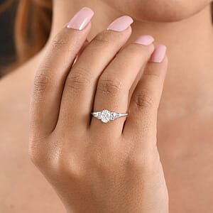 Ankur's Treasure Chest D'Joy Moissanite 1.10 ctw Ocean Majesty Ring in Platinum Over Sterling Silver (Size 7.0)