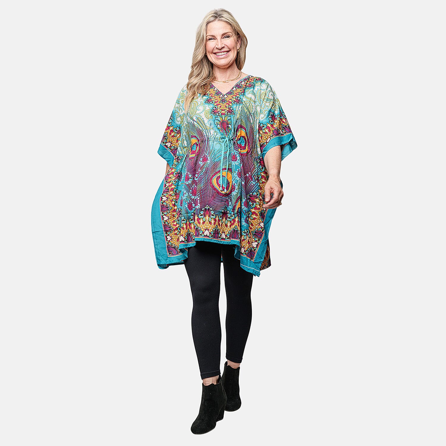 Neelam Fashions Teal Caftan Tunic- One Size Fits Most