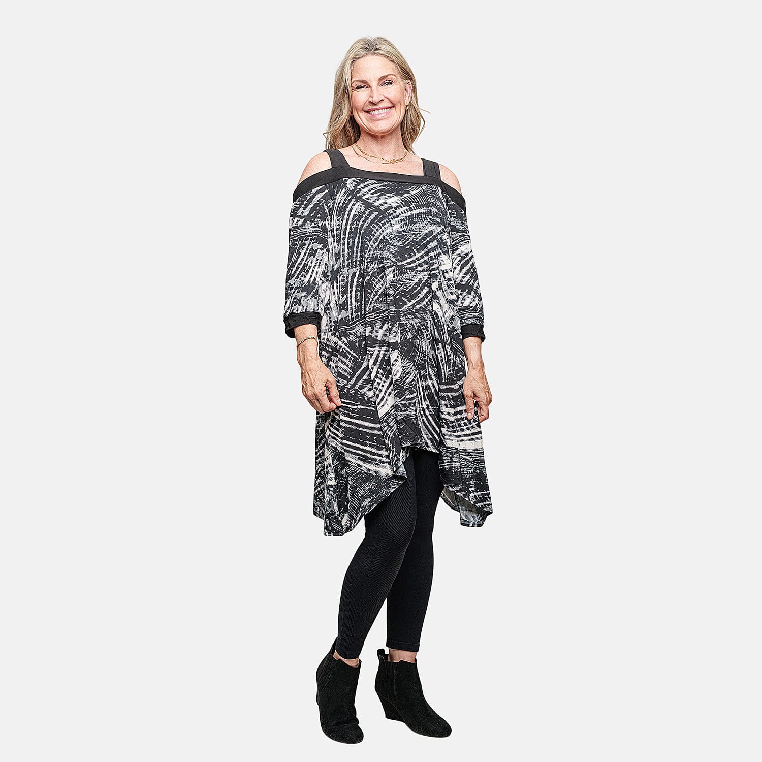Neelam Fashions Cold Shoulder Black Tunic - 1X