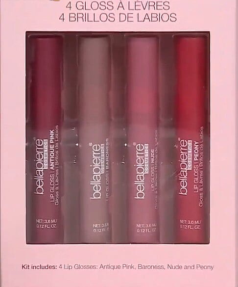 Bellapierre Lip Gloss Quad Kit- Antique Pink, Baroness, Nude, & Peony (Ships in 3-5 Days)