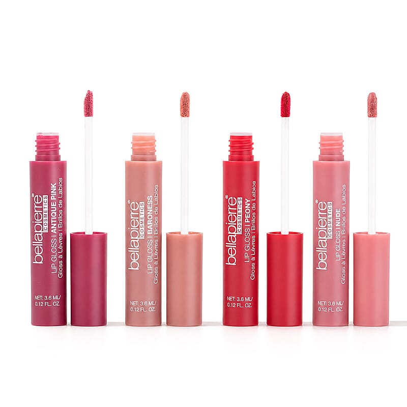 Bellapierre Lip Gloss Quad Kit- Antique Pink, Baroness, Nude, & Peony