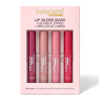 Bellapierre Lip Gloss Quad Kit- Antique Pink, Baroness, Nude, & Peony