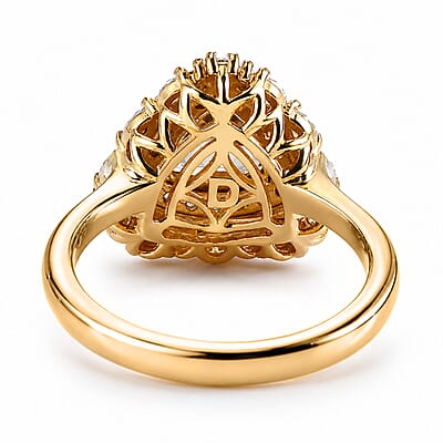 Certified and Appraised D'Joy Premium Turkizite and Moissanite 2.10 ctw Ring in 18K Vermeil Yellow Gold Over Sterling Silver (Size 6.0)