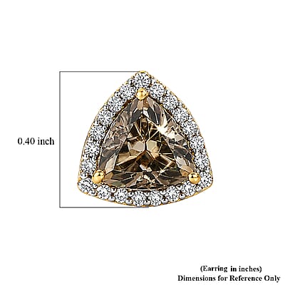 Certified and Appraised D'Joy Premium Turkizite and Moissanite 2.10 ctw Earrings in 18K Vermeil Yellow Gold Over Sterling Silver
